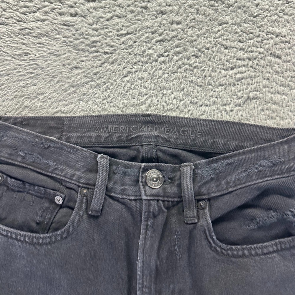 VTG American Eagle Outfitters Jean Women 28x28 Black Denim Boyfriend Distressed - Picture 3 of 11